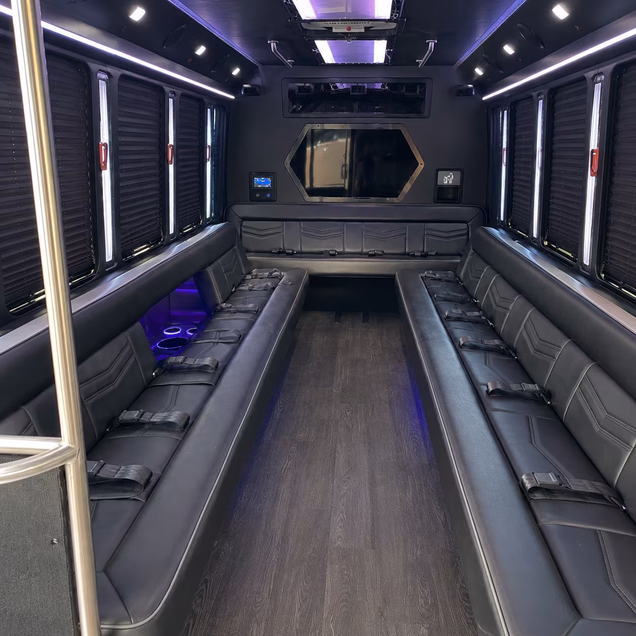manchester 18 passenger party bus interior