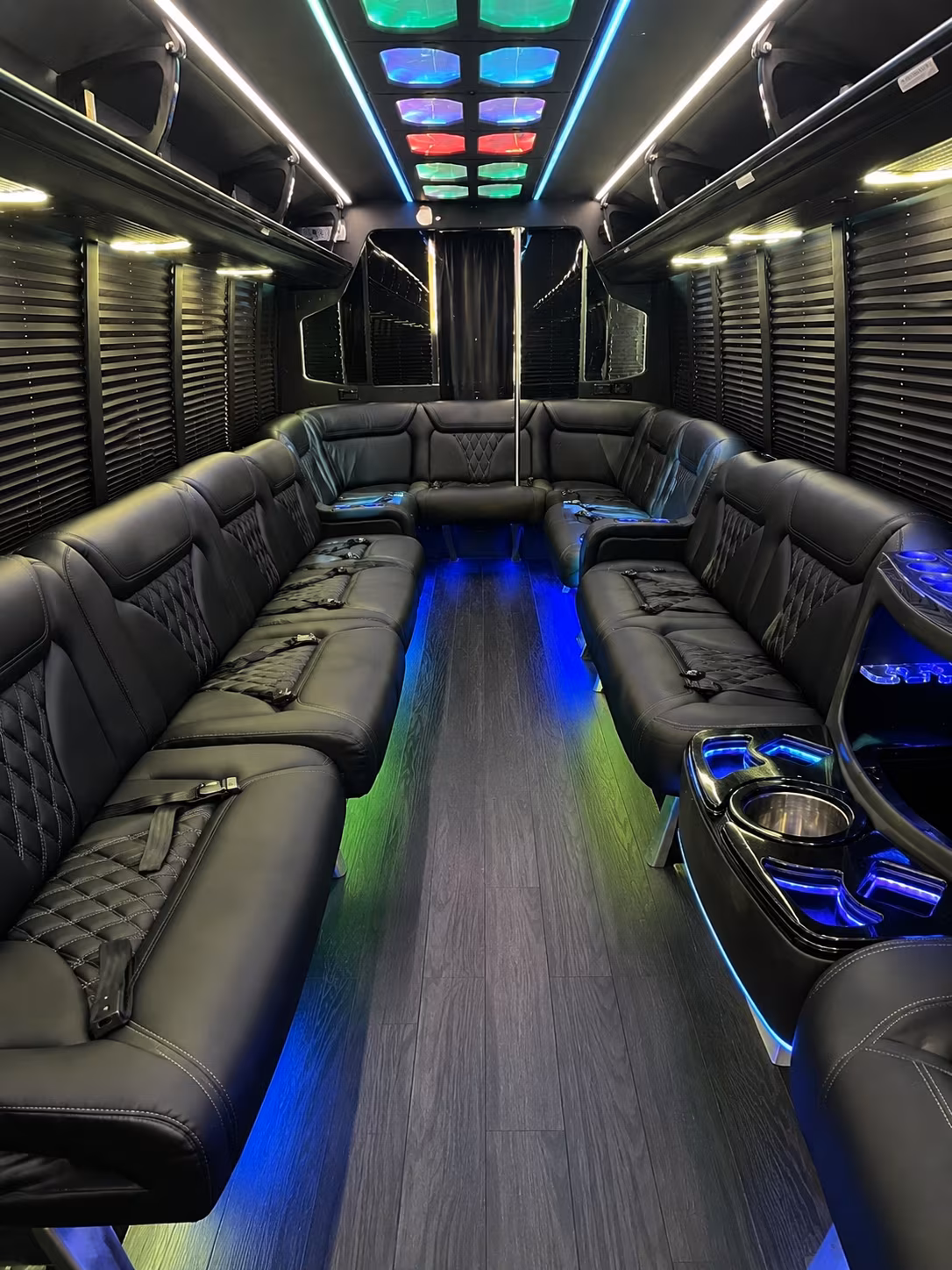 manchester 20 passenger party bus interior